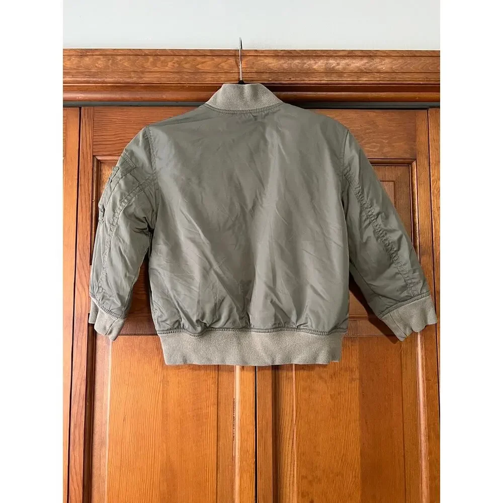 Gap Kids Bomber Jacket Boys Olive Green Utility Flight Jacket Size S 6-7